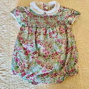 NWOT Janie & Jack Floral Bubble Romper 100% Cotton, Lined, Size 6-12 months
